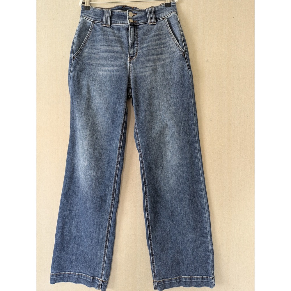 Judy Blue Wide Leg Trouser Jeans Womens 9/29 Blue High Rise Stretch Wide Hem